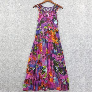 Alberto Makali Dress Womens Size 6 Purple Multicolor Maxi Sleeveless Floral Boho